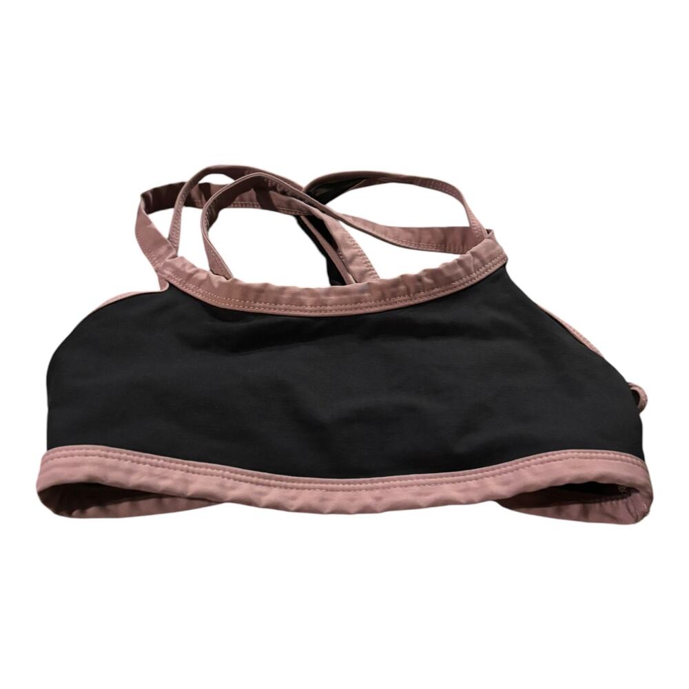 Black Sports Bra Pink Straps Mesh Back Size S